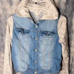 Cat & Jack Blue Jean Jacket with Gray Sleeves